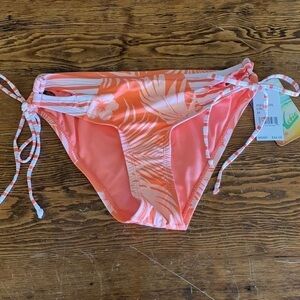 HOBIE coral tropical bikini bottoms M